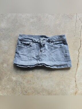 vtg y2k younique mini micro grunge jean Skirt